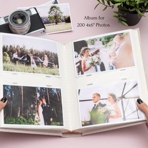 Custom Photo Album 4x6 for 100, 200 or 300 Photos. Photo Album with Sleeves. Slip-in Wedding Photo Album. Personalized Gift imagen 4