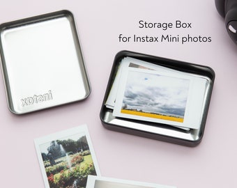 Instax Mini or SQ Photo Box for 20 Photos. Storage Box for Instax Mini Photos. For Fujifilm Instax Mini or SQ photos. Instax Storage Tin.