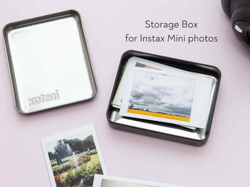 Instax Mini or SQ Photo Box for 20 Photos. Storage Box for Instax Mini Photos. For Fujifilm Instax Mini or SQ photos. Instax Storage Tin. image 1