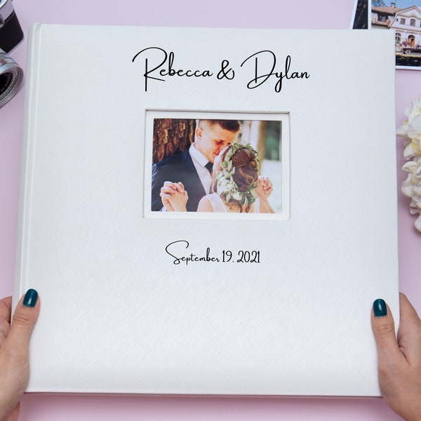 Personalized Wedding Photo Album for 500 Photos 4x6". Engraved Photo Album. Large Album with Vertical and Horizontal Photo Pockets