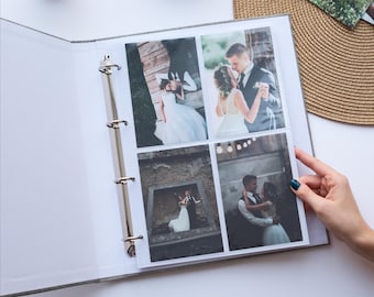 Personalisierte Leinen Fotoalbum Ordner - 4x6 Slip-in Sleeves, Hochzeit Scrapbook. Für 80 - 320 10 x 15 cm Fotos