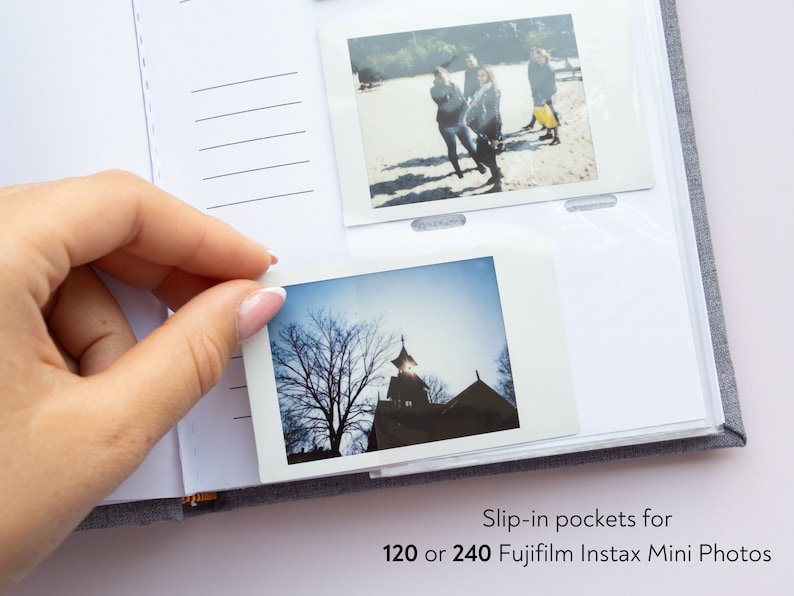 Mini album Instax per 120 o 240 foto. Per Fujifilm Instax Mini Foto 2x3 Instax Mini 12, 11, 9, 8, 90, 99, Evo. Mini album personalizzato immagine 6