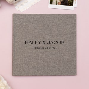 Personalized Wedding Guest Book. Wedding Guest Book with 40 Pages. Linen Guest Album. Wedding Album with 180 Adhesive Corners for Photos. zdjęcie 5