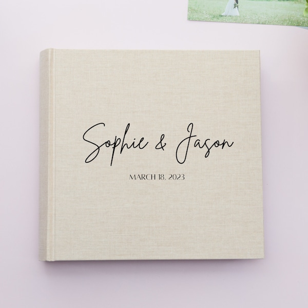 Personalized Photo Album 4x6" for 200 Photos. Linen Photo Album with Pockets for 10x15 cm Photos. Wedding Album.