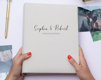 Personalisiertes Leinen-Hochzeitsfotoalbum 300 4x6 Bilder, individuelles Jubiläums-Sammelalbum, Paar-Andenken-Gedächtnisbuch mit Hüllen