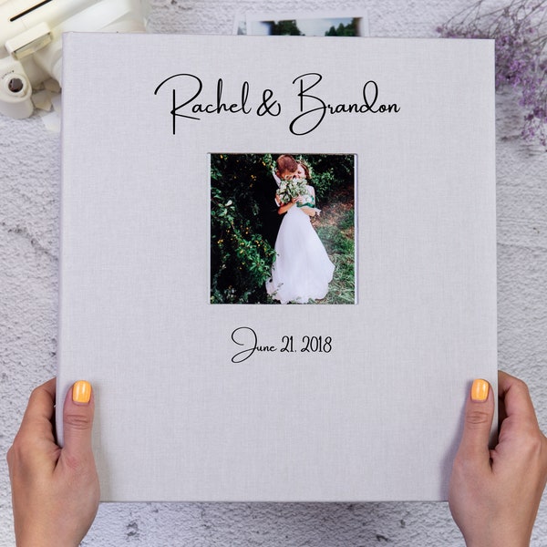 Personalized Wedding Photo Guest Book. Custom Instax Guest Book with 60 Pages. Linen Guest Album. Wedding Album + 252 Adhesive Corners.