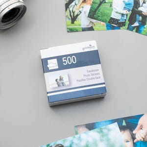Fotostickers. Gesplitste foto's. Fotostickers voor gastenboeken. 250/500/1000 gesplitste foto's voor het toevoegen van foto's aan albums. Plakboekstickers
