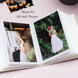 Custom Photo Album 4x6 for 100, 200 or 300 Photos. Photo Album with Sleeves. Slip-in Wedding Photo Album. Personalized Gift zdjęcie 3