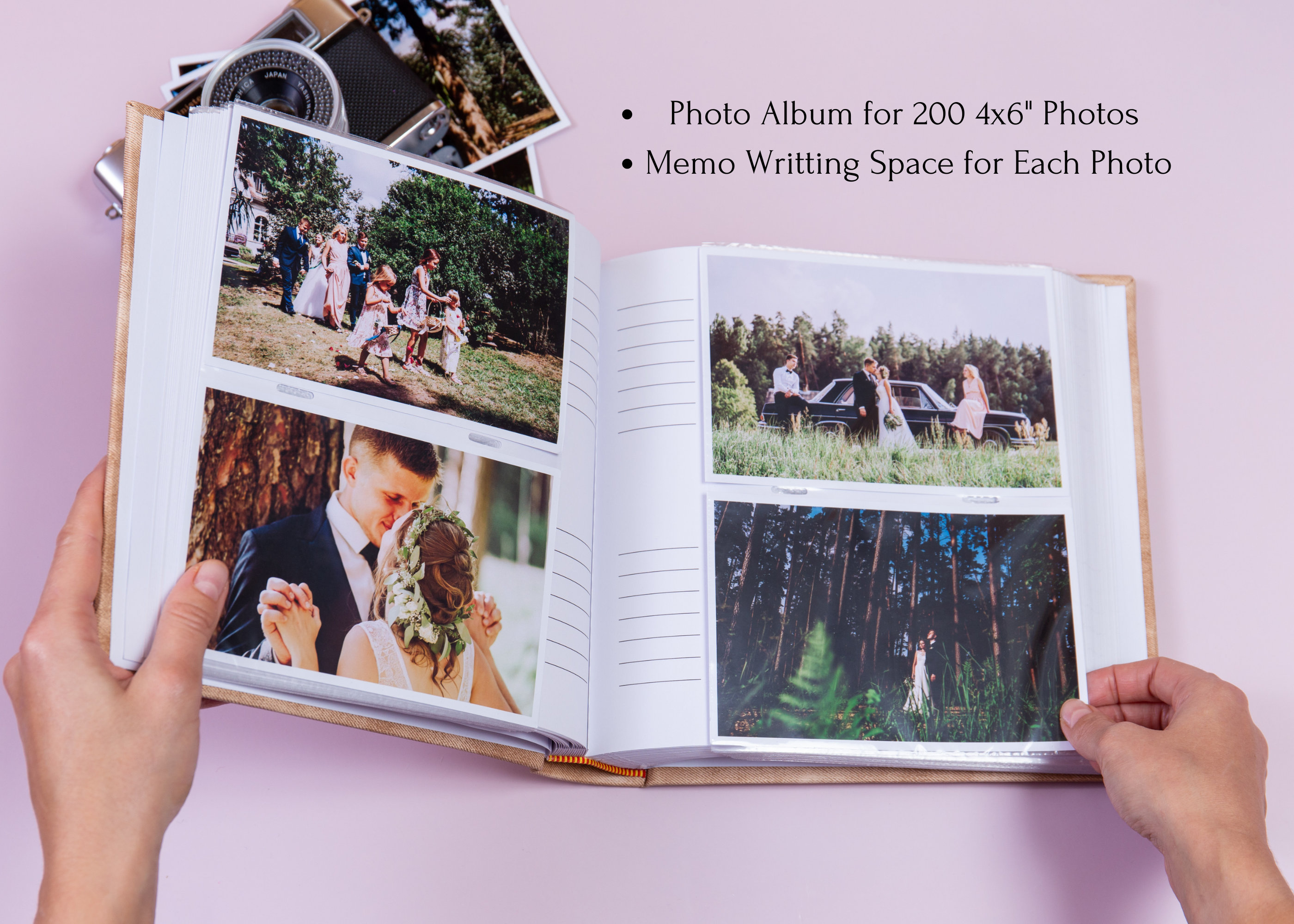 Personalized 4x6 Photo Album for 500 Photos. Large Wedding Photo Album With 500  4x6 Slip-in Sleeves. Vertical and Horizontal Photo Pockets 