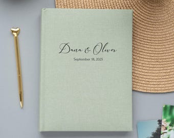 Personalisiertes 5x7 Fotoalbum für 50 oder 100 Fotos. Personalisierte Leinenhülle für 13 x 18 cm Bilder mit Gravur. Hochzeitsfotoalbum