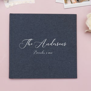 Personalized Wedding Guest Book. Wedding Guest Book with 40 Pages. Linen Guest Album. Wedding Album with 180 Adhesive Corners for Photos. zdjęcie 4