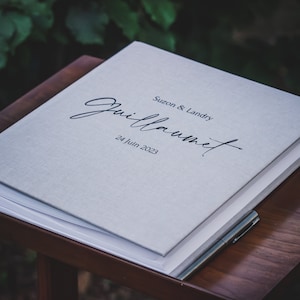 Personalized Wedding Guest Book. Instax Wedding Guest Book with 60 or 100 Pages. Linen Guest Album. Wedding Album 252 Adhesive Corners. image 6