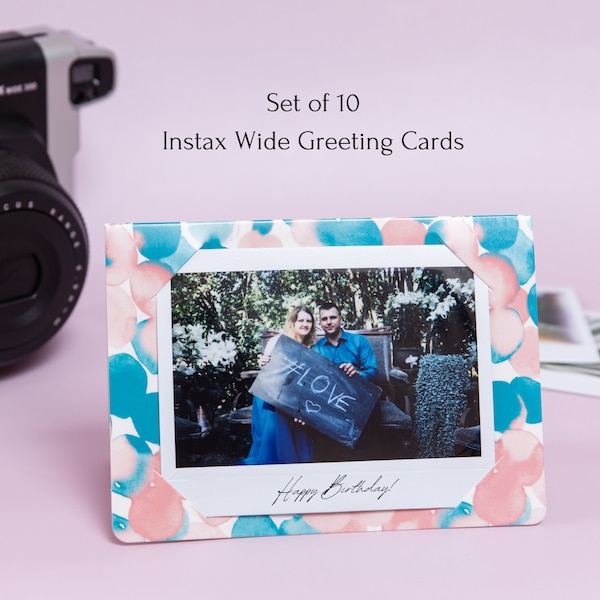 Lot de 10 cartes de voeux Instax Wide. Carte Fujifilm Instax Wide. Support photo instantané pour appareil photo. Cadre large Instax. Carte d'anniversaire avec photo.