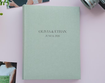 Personalisiertes Fotoalbum für 4x6 Fotos mit 200 oder 300 Sleeves. Personalisiertes Leinen Hochzeitsfotoalbum 10x15 Fotos. Graviertes Erinnerungsbuch