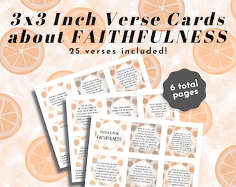 Fruit of the Spirit FAITHFULNESS Printable Verse Cards 3x3 inches | Produce in Me Collection (Creative Faith Cutables)