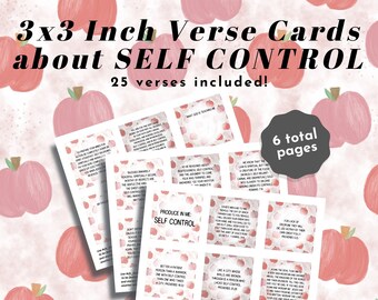 Fruit of the Spirit SELF CONTROL Printable Verse Cards 3x3 inches | Produce in Me Collection (Creative Faith Cutables)