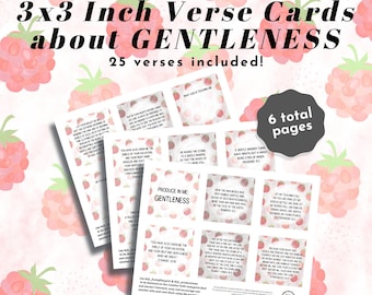 Fruit of the Spirit GENTLENESS Printable Verse Cards 3x3 inches | Produce in Me Collection (Creative Faith Cutables)