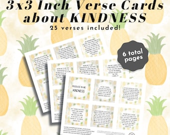 Fruit of the Spirit KINDNESS Printable Verse Cards 3x3 inches | Produce in Me Collection (Creative Faith Cutables)