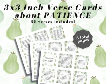 Fruit of the Spirit PATIENCE Printable Verse Cards 3x3 inches | Produce in Me Collection (Creative Faith Cutables)