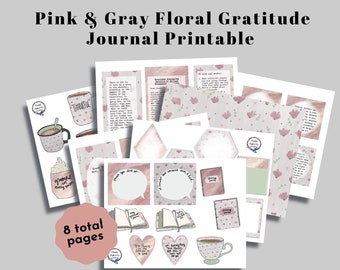 Pink & Gray Gratitude Journal Bible Journaling Printable Devotion Kit (Creative Faith Cutables)