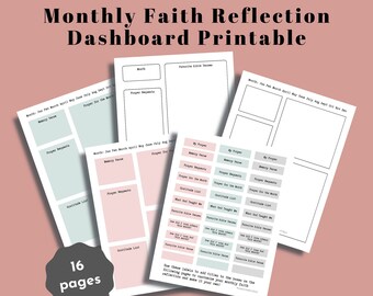 Monthly Faith Reflection Dashboard Printable | Bible Study Printables (Creative Faith Cutables)