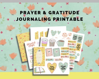 Prayer & Gratitude Journal Summer Floral Bible Journaling Printable Devotion Kit (Creative Faith Cutables)