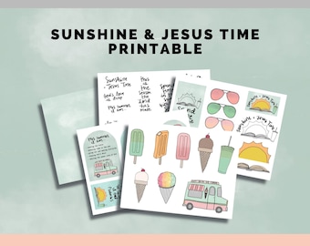 Sunshine & Jesus Time Summer Bible Journaling Printable Devotion Kit (Creative Faith Cutables)