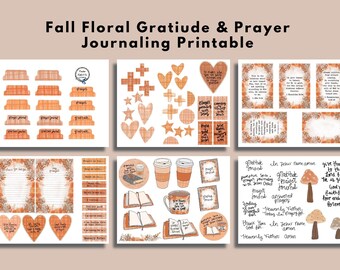 Fall Prayer & Gratitude Journal Floral Bible Journaling Printable Kit (Creative Faith Cutables)