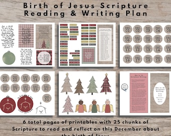 The Birth of Jesus Scripture Writing & Reading Plan - Christmas - Bible Journaling Printable Devotion Kit (Creative Faith Cutables)