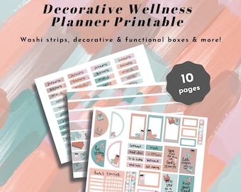 Wellness Decorative Planner Printable- Calendar Happy Planner Printable-Agenda-Printable Planner Bundle