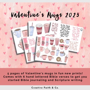 Valentine's Mugs Volume 2 - Bible Journaling Printable Kit from 2023 - Valentine's Day (Creative Faith Cutables)