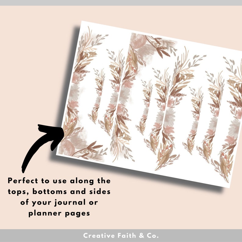 May include: Printable digital planner stickers with a watercolor floral design in shades of brown, beige, and pink. The stickers are perfect for adding a touch of elegance to your planner pages.