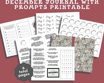 December Journal with Prompts Printable | DIY Christmas Journal | Advent Reflection Kit | Bullet Journal Spread Ideas