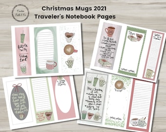 Christmas Mugs 2021 Traveler's Notebook Papers - Bible Journaling Printable Kit (Creative Faith Cutables)