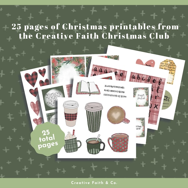 25 páginas de imprimibles navideños del Creative Faith Christmas Club (Creative Faith Cutables)