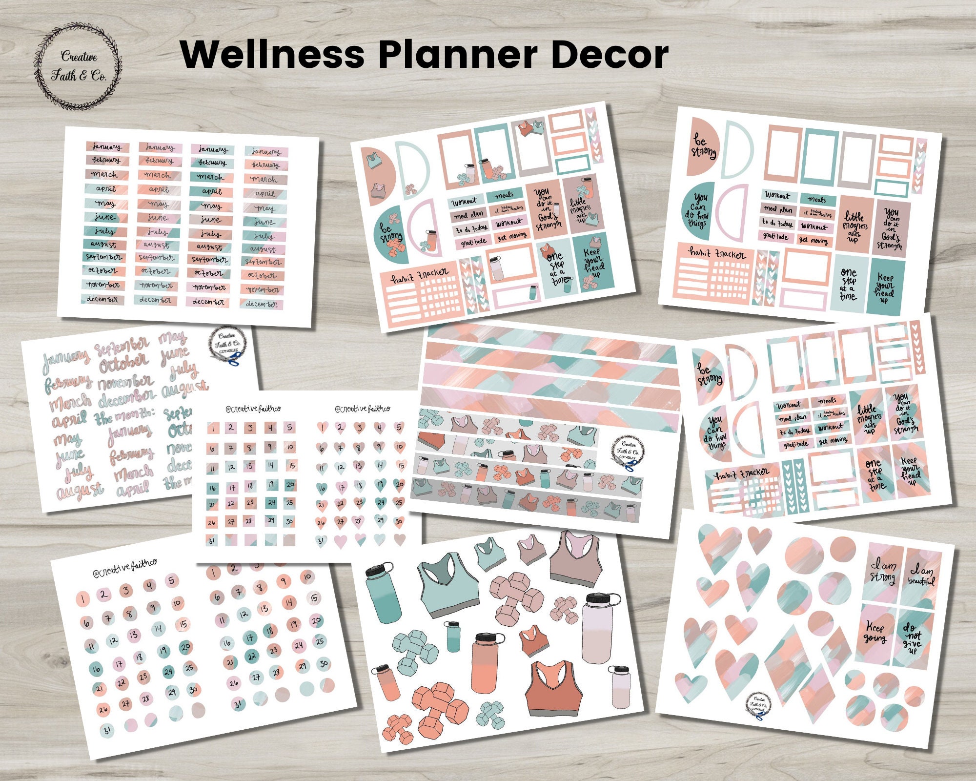 Wellness Decorative Planner Printable Calendar Happy Planner - Etsy