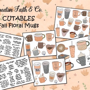 Fall Floral Mugs - Bible Journaling Coffee Hot Chocolate Tea Printable (Creative Faith Cutables)