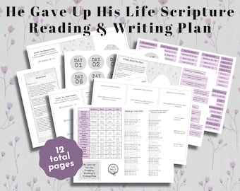 He Gave Up His Life Lent Scripture Writing Plan - Bible Journaling Printable Kit (Creative Faith Cutables)