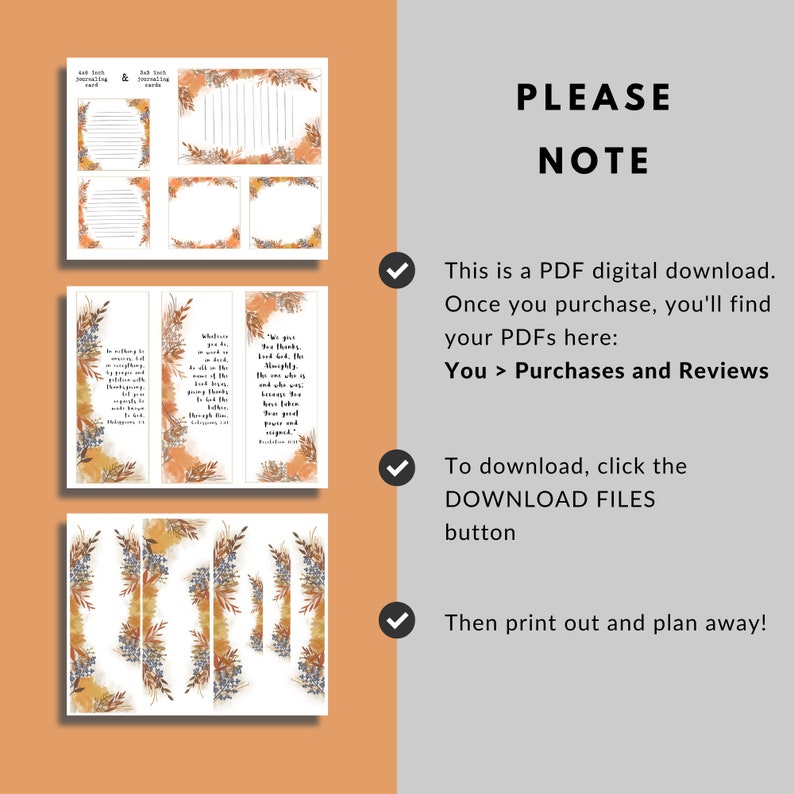 May include: Printable digital download of Thanksgiving themed bookmarks with autumnal colors and floral designs. The bookmarks feature inspirational quotes about gratitude and thankfulness.