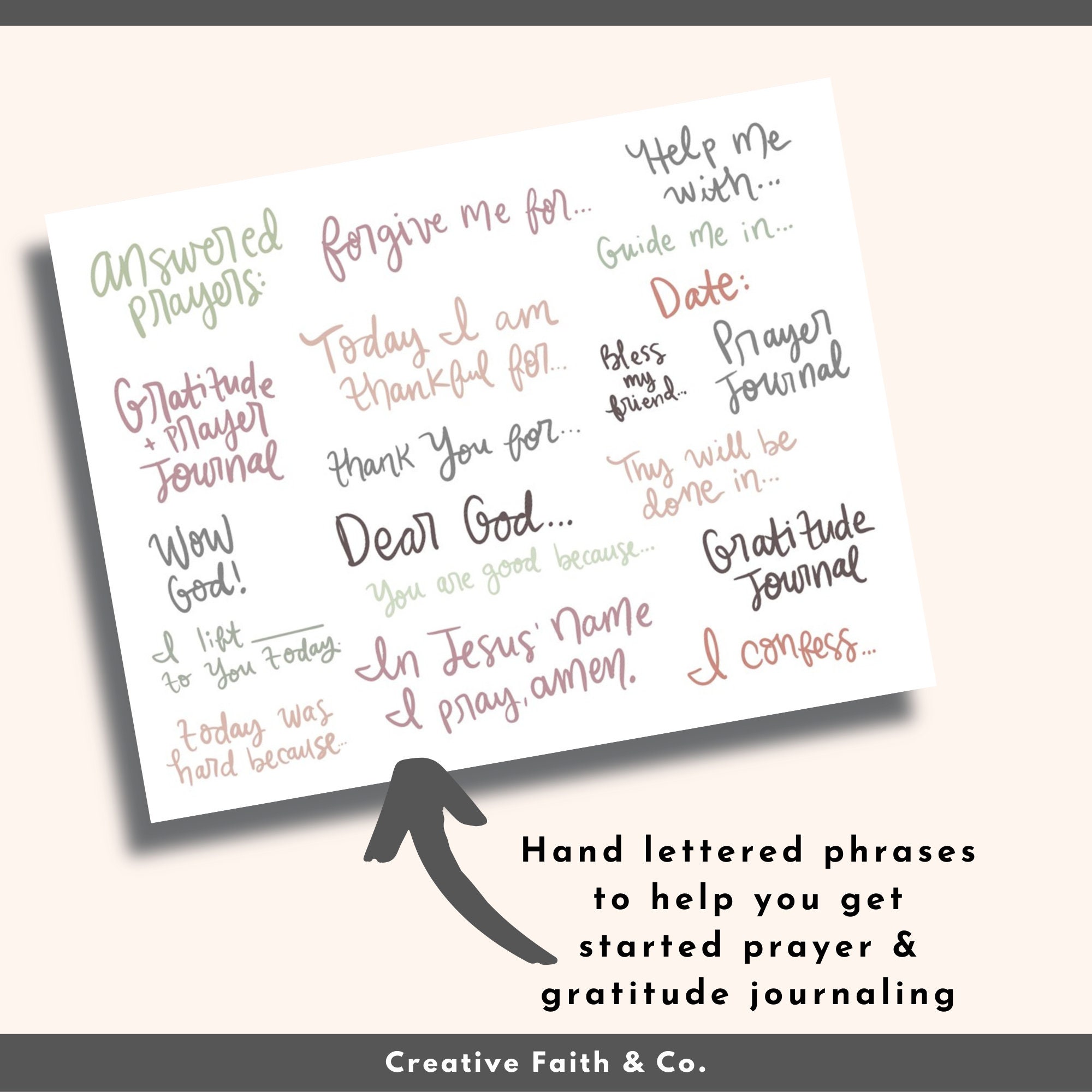 Prayer & Gratitude Journal PINK AND GRAY Bible Journaling Printable ...