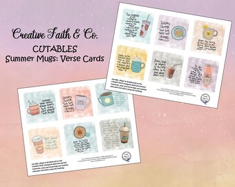 Summer Mugs Verse Cards - Bible Journaling Coffee Hot Chocolate Tea Printable (Creative Faith Cutables)
