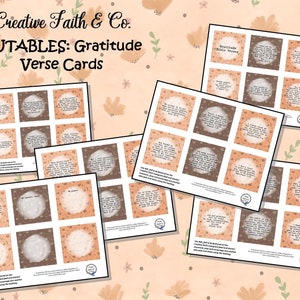 Dankbarkeit druckbare Vers Karten 3 x 3 Zoll Herbst Florals (Creative Faith Cutables)