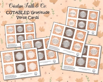 Gratitude Printable Verse Cards 3x3 inches Fall Florals (Creative Faith Cutables)