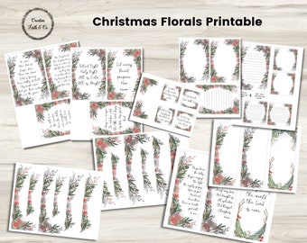 Christmas Florals & Christmas Carols - Bible Journaling Printable (Creative Faith Cutables)