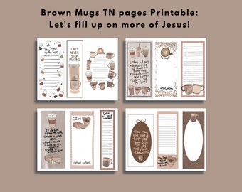 Bible Journaling Printable Kit - Brown Mugs Traveler's Notebook Papers (Creative Faith Cutables)