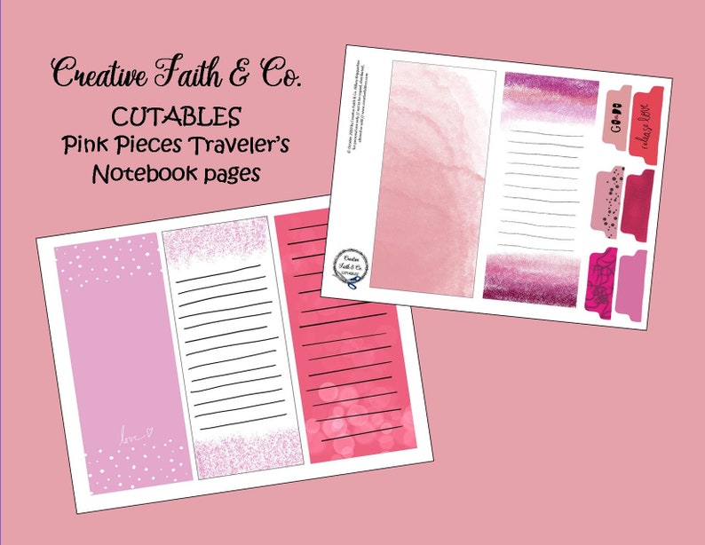 Bible Journaling Printable Pink Pieces Traveler's Notebook Pages and Papers Creative Faith Cutables image 3