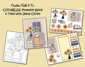Pumpkin Spice & Time with Jesus Christ Bible Journaling Printable Devotion Kit (Creative Faith Cutables)