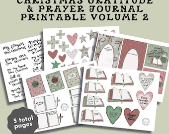 Christmas Prayer & Gratitude Journal Printable VOLUME 2 Bible Journaling Devotion Kit (Creative Faith Cutables)