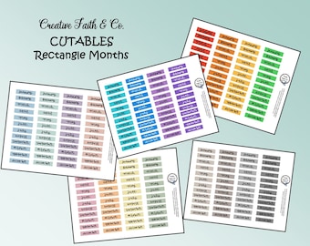 Rectangle Months Printable-Calendar Happy Planner Printable-Agenda-Printable Planner Bundle
