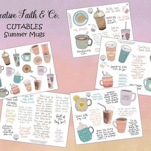 Summer Mugs - Bible Journaling Coffee Hot Chocolate Tea Printable (Creative Faith Cutables)